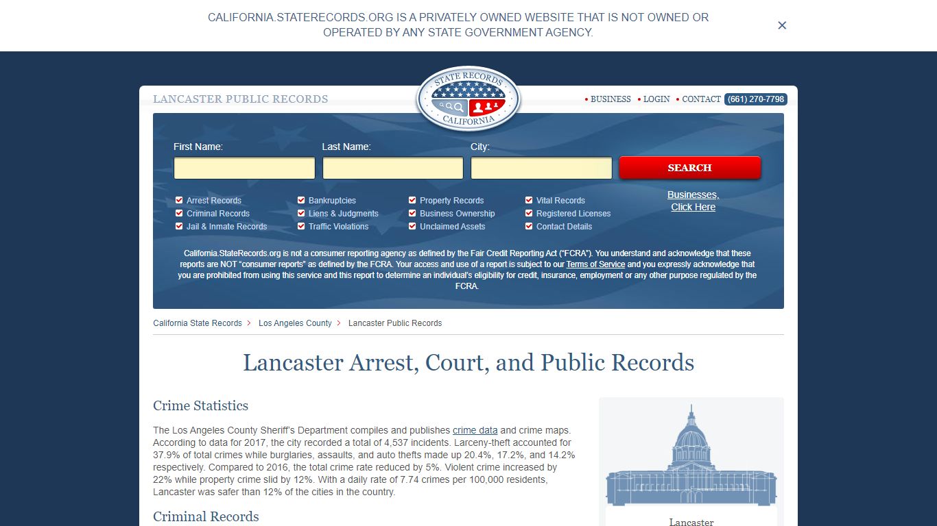 Lancaster Arrest, Court, and Public Records